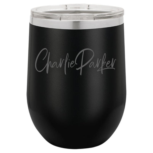 Signature Laser Engraved Stemless Wine Glass